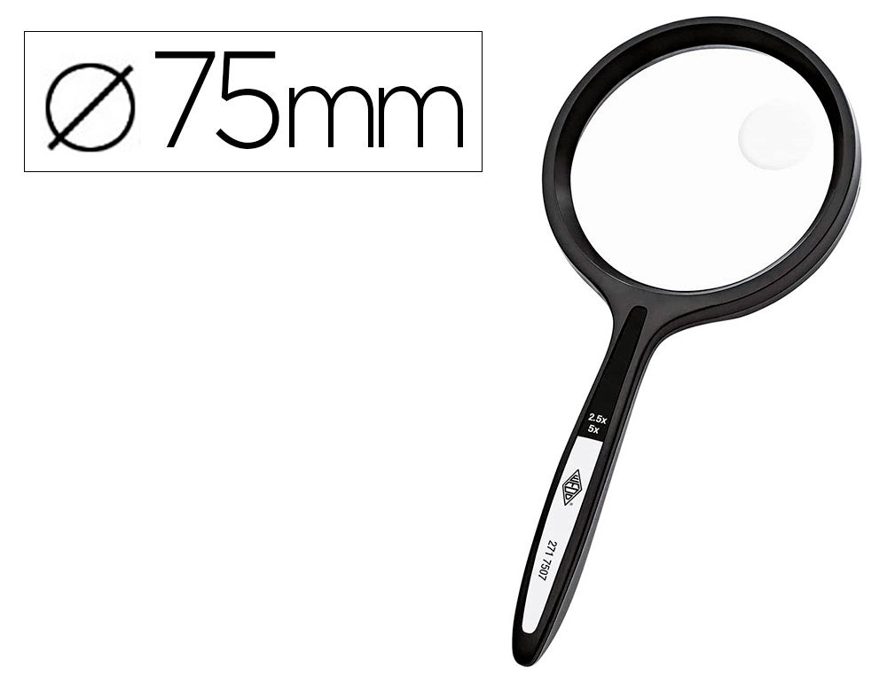 Lupa q-connect cristal bifocal 75 mm mango curvo