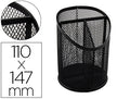 Cubilete portalapices q-connect negro metal redondo rejilla con 3 compartimentos diametro 110 mm alto 147 mm