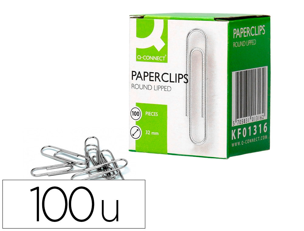 Clips galvanizados q-connect nº 32 mm caja de 100 unidades