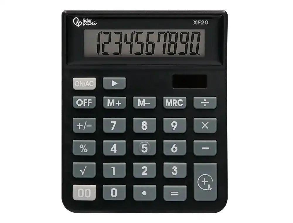 Calculadora liderpapel sobremesa xf20 10 digitos solar y pilas color negro 127x105x24 mm