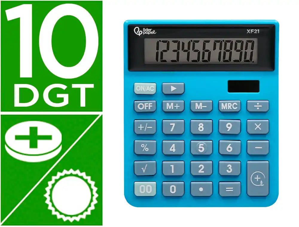 Calculadora liderpapel sobremesa xf20 10 digitos solar y pilas color negro 127x105x24 mm