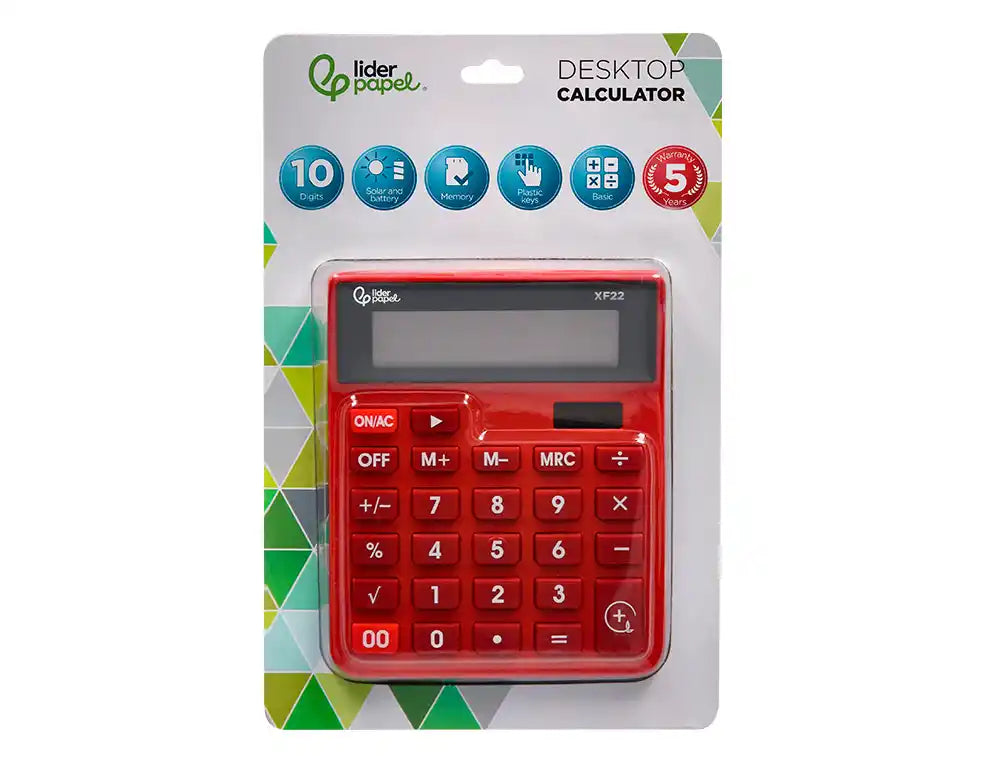 Calculadora liderpapel sobremesa xf20 10 digitos solar y pilas color negro 127x105x24 mm