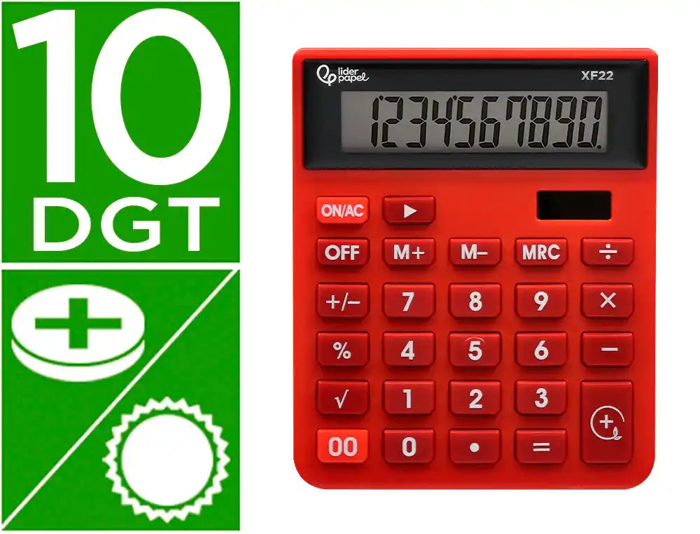 Calculadora liderpapel sobremesa xf20 10 digitos solar y pilas color negro 127x105x24 mm