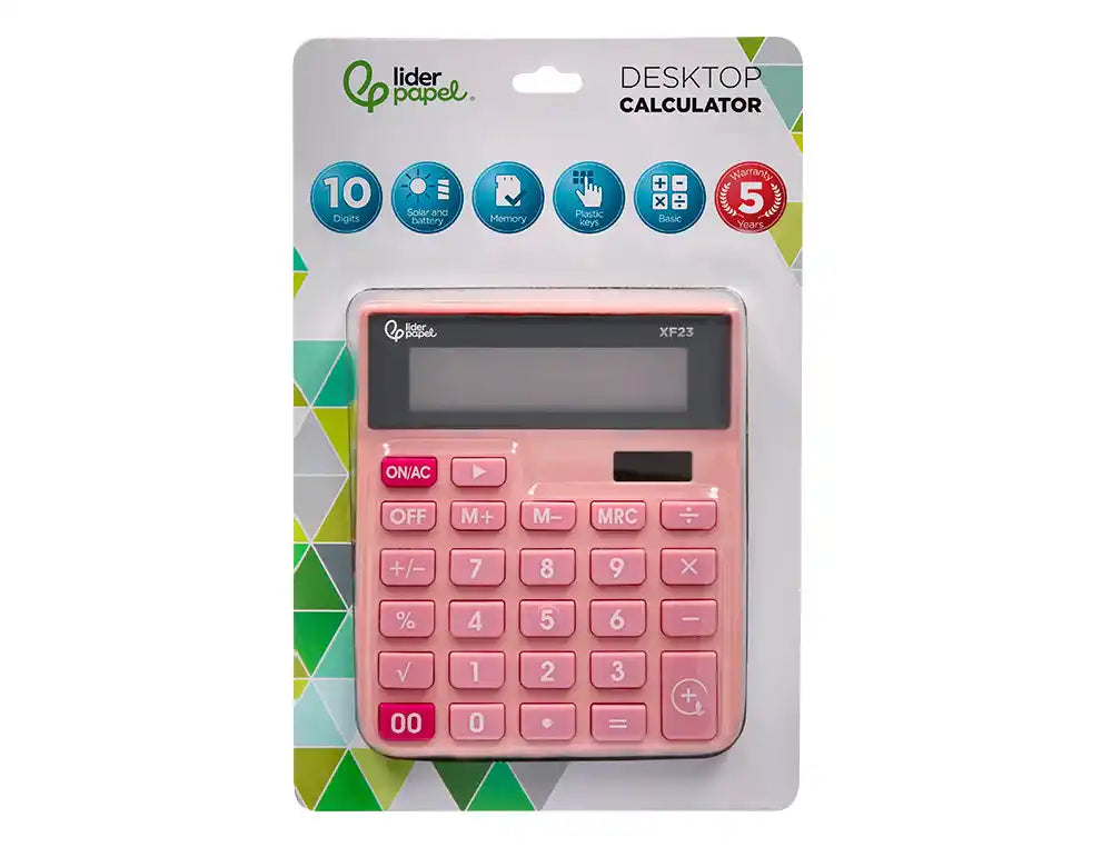 Calculadora liderpapel sobremesa xf20 10 digitos solar y pilas color negro 127x105x24 mm
