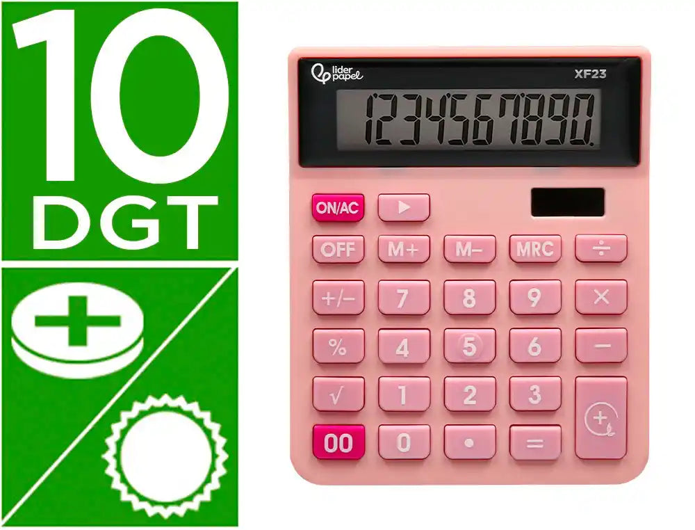 Calculadora liderpapel sobremesa xf20 10 digitos solar y pilas color negro 127x105x24 mm