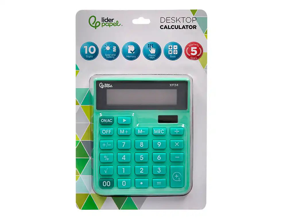 Calculadora liderpapel sobremesa xf20 10 digitos solar y pilas color negro 127x105x24 mm