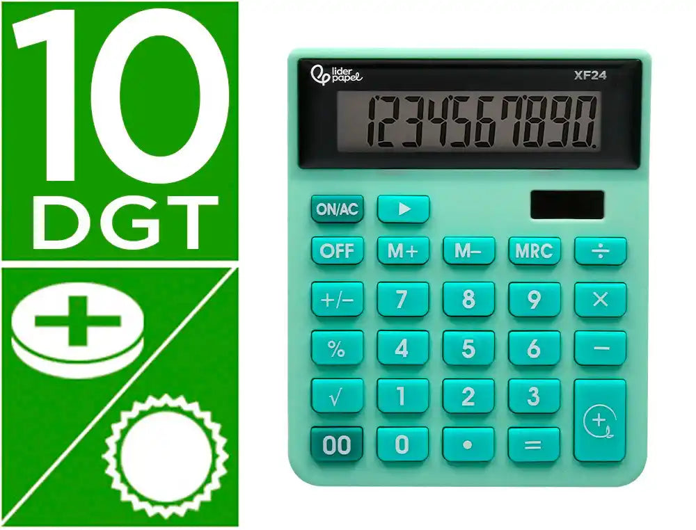 Calculadora liderpapel sobremesa xf20 10 digitos solar y pilas color negro 127x105x24 mm