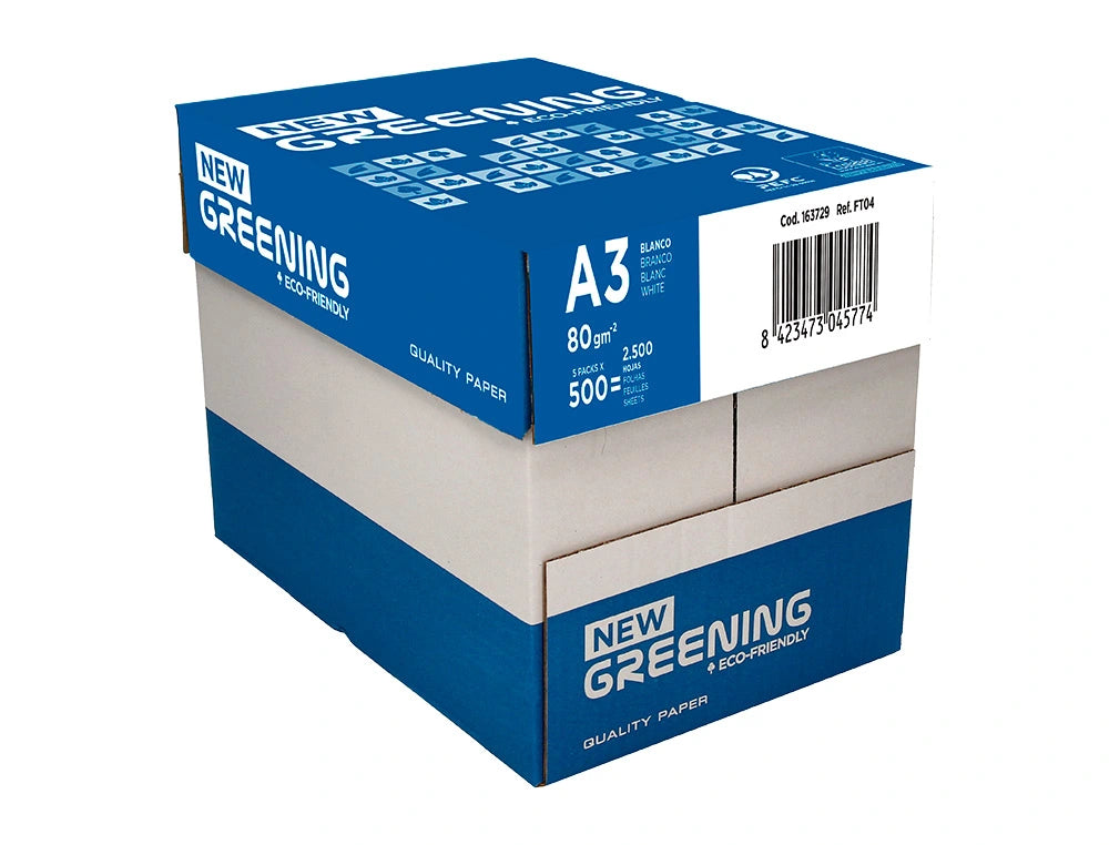 Papel fotocopiadora greening din a3 80 gramos paquete de 500 hojas