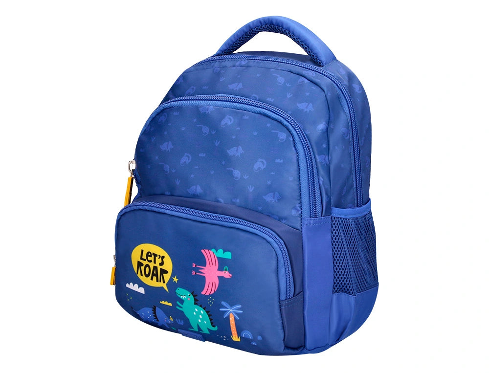 Mochila escolar multibolsillo infantil azul dino 350x110x270 mm