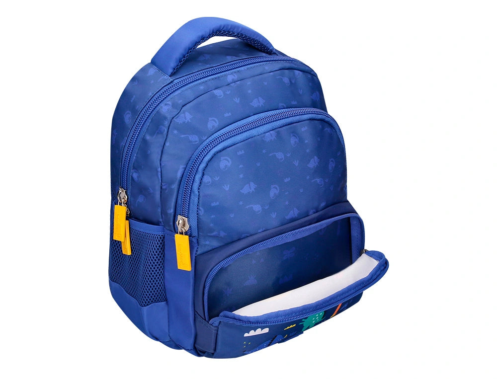 Mochila escolar multibolsillo infantil azul dino 350x110x270 mm