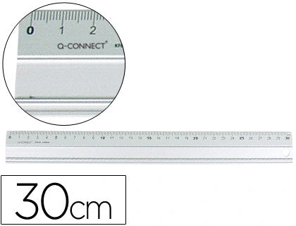 Regla q-connect metalica aluminio 30 cm 0 1 2 3