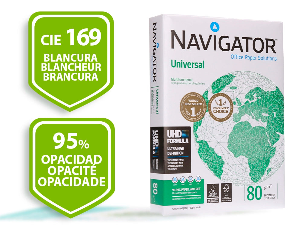 Papel fotocopiadora navigator din a4 80 gramos paquete de 500 hojas