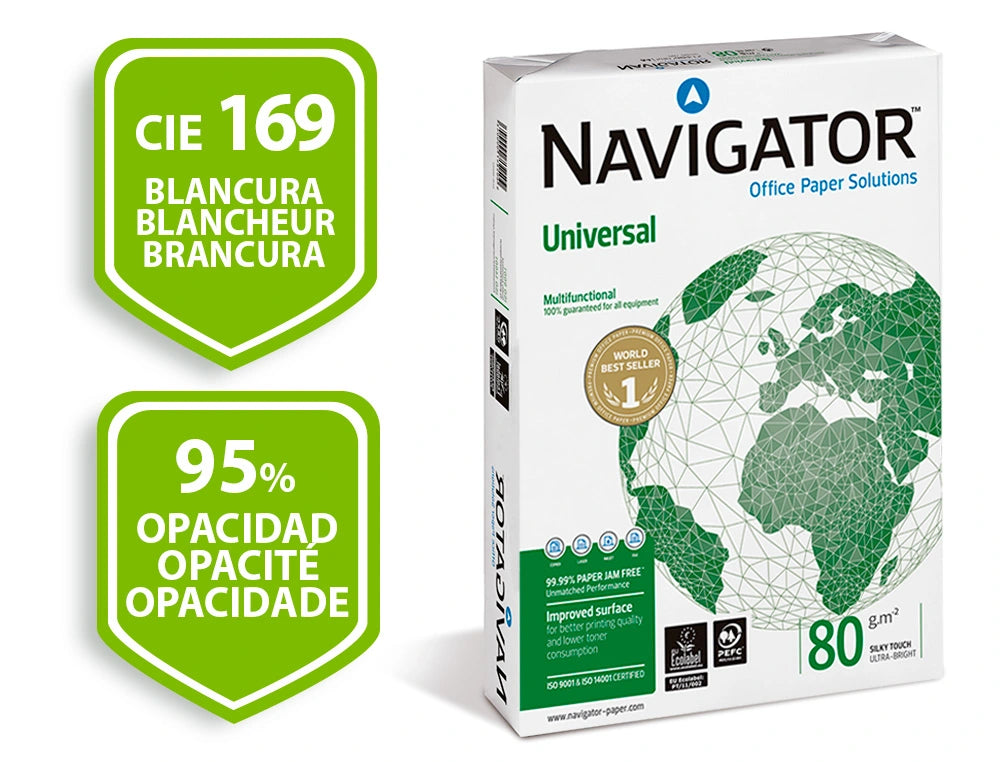 Papel fotocopiadora navigator din a3 80 gramos papel multiuso ink-jet y laser paquete de 500 hojas