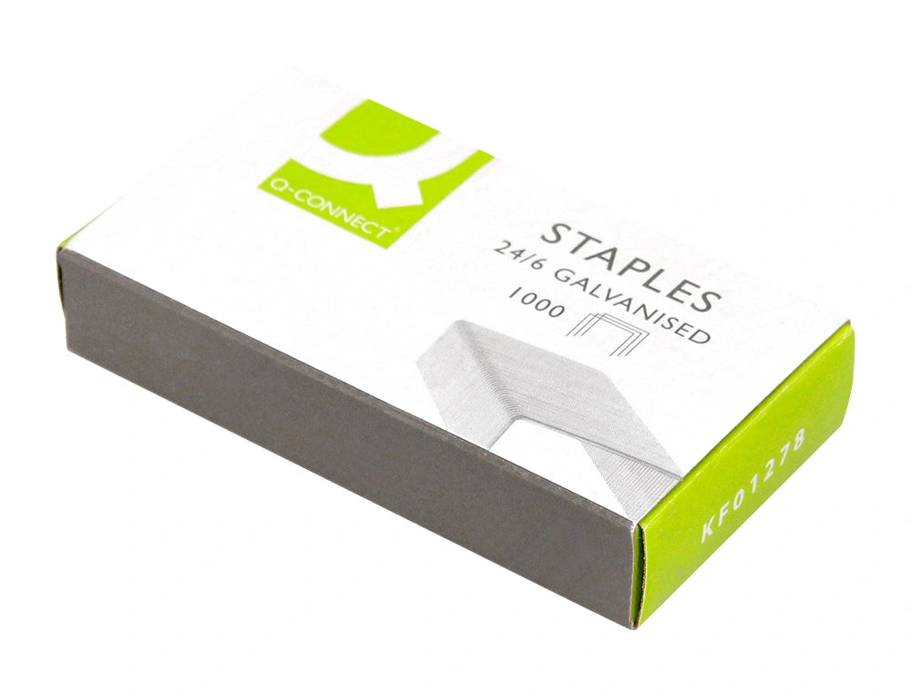 Grapas q-connect nº 22/6 24/6 galvanizadas caja de 1000 unidades