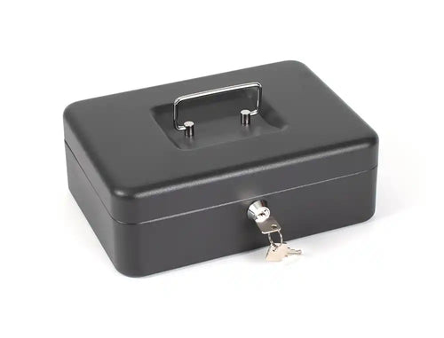Caja caudales q-connect 10" 250x180x90 mm negra con portamonedas