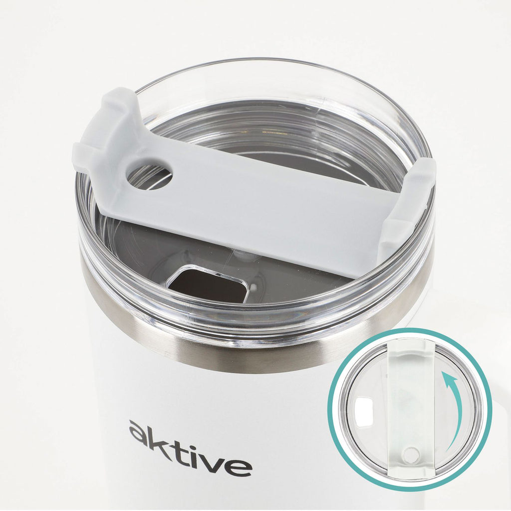 Vaso Térmico Blanco 1,2 L Inox Tapa Rosca 3 Posiciones Con Pajita Y Asa Ergonómica
