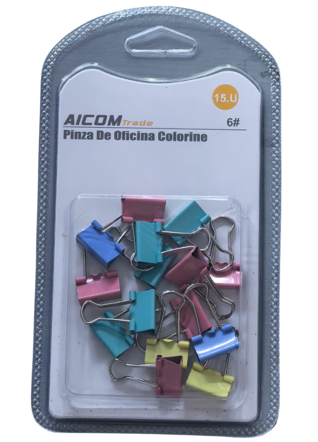 Pinza de oficina en colores 15 uds. nro. 6