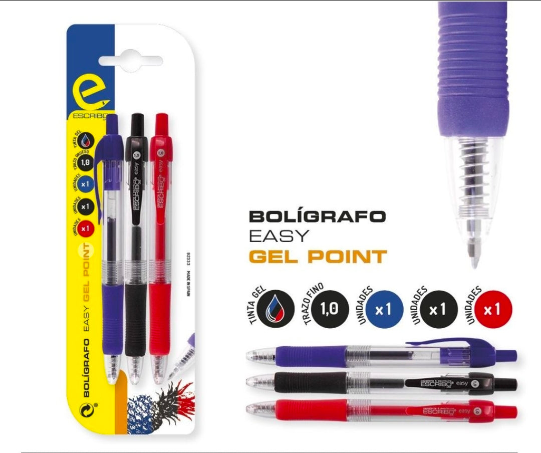 Blister boligrafos Easy gel 1mm