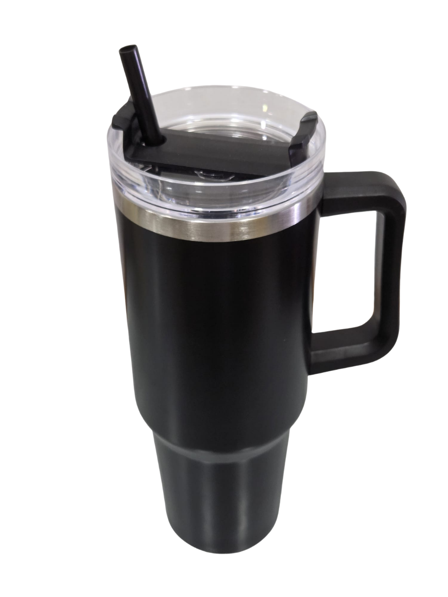 Vaso Térmico Blanco 1,2 L Inox Tapa Rosca 3 Posiciones Con Pajita Y Asa Ergonómica