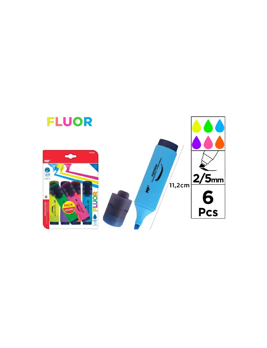 Marcador fluorescente 6 uds pack ahorro
